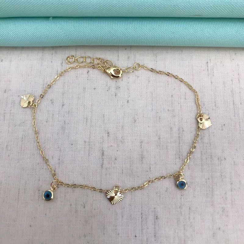 TORNOZELEIRA OLHO GREGO BANHADO A OURO