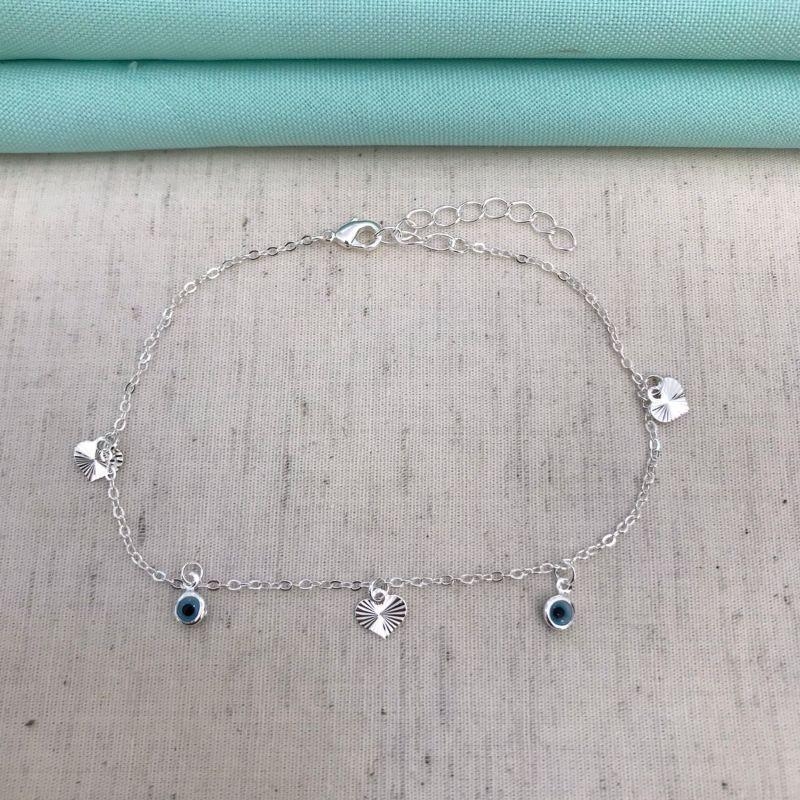 TORNOZELEIRA OLHO GREGO BANHADO A PRATA