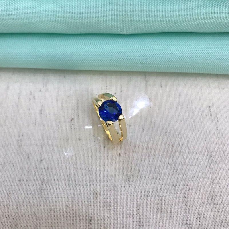 ANEL VITÓRIA AZUL BANHADO A OURO