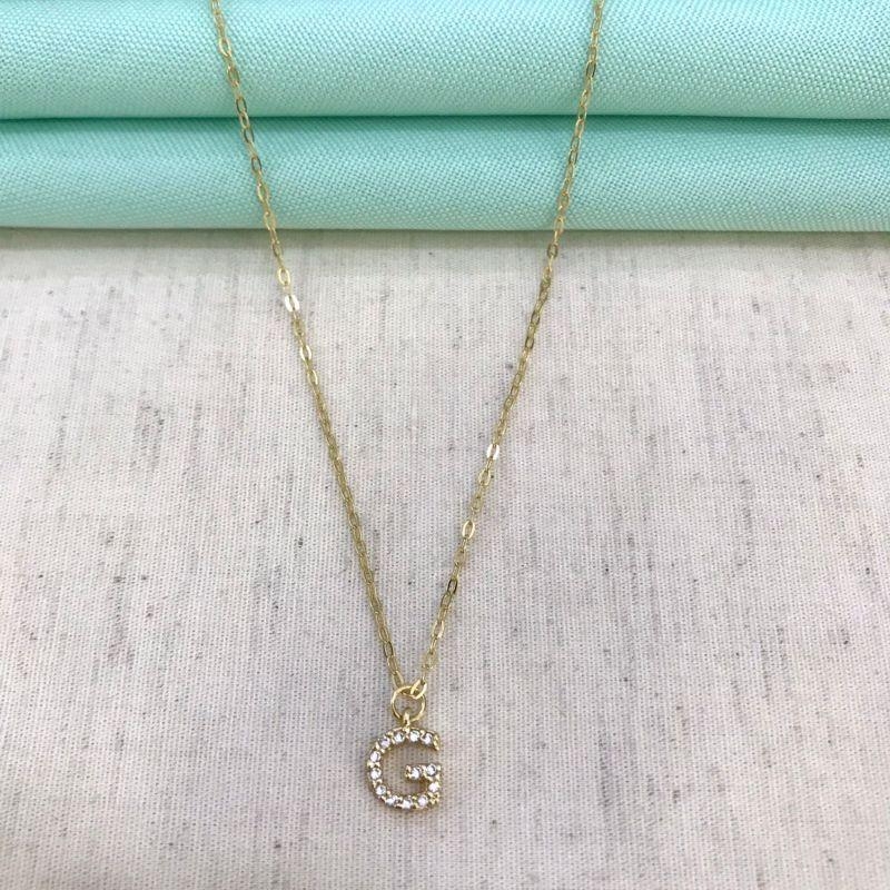 COLAR INICIAL G ZIRC. BANHADO A OURO