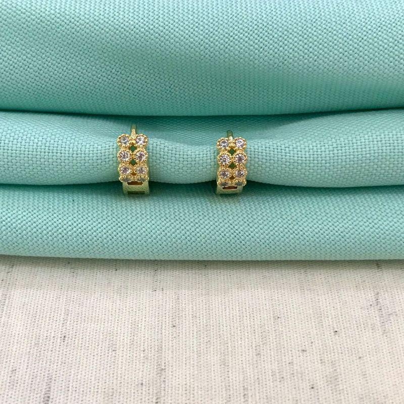 ARGOLINHA INF DUPLA ZIRCÔNIA BANHADO A OURO