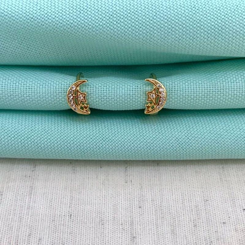 ARGOLINHA INF ESTRELA E LUA BANHADO A OURO