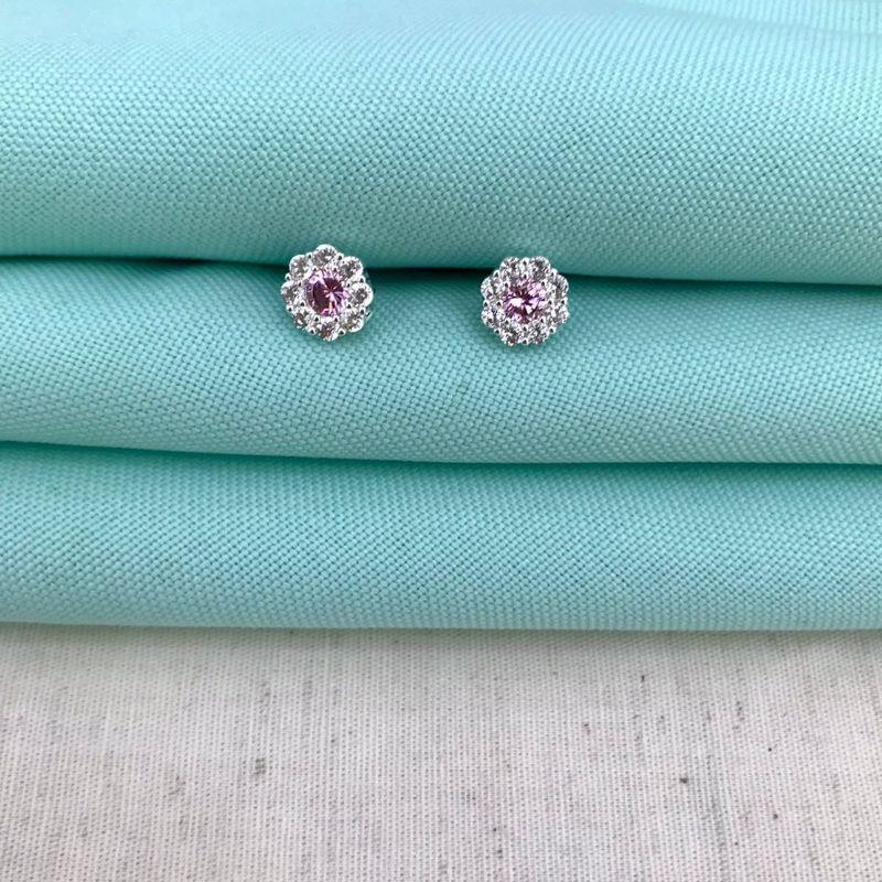 BRINCO ZIRC ROSA BANHADO A PRATA