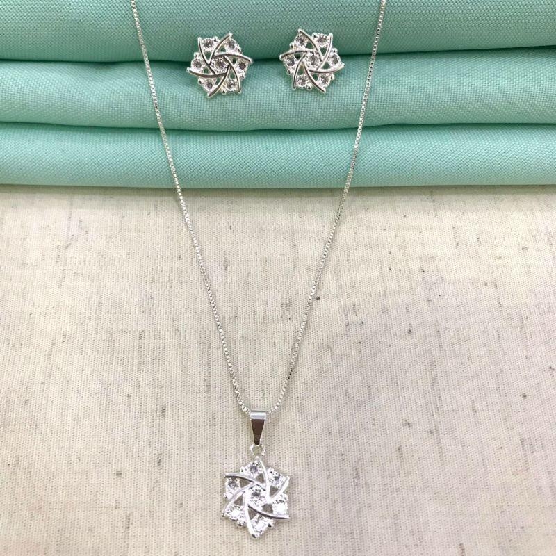 CONJUNTO ALMA ZIRCÔNIA BANHADO A PRATA