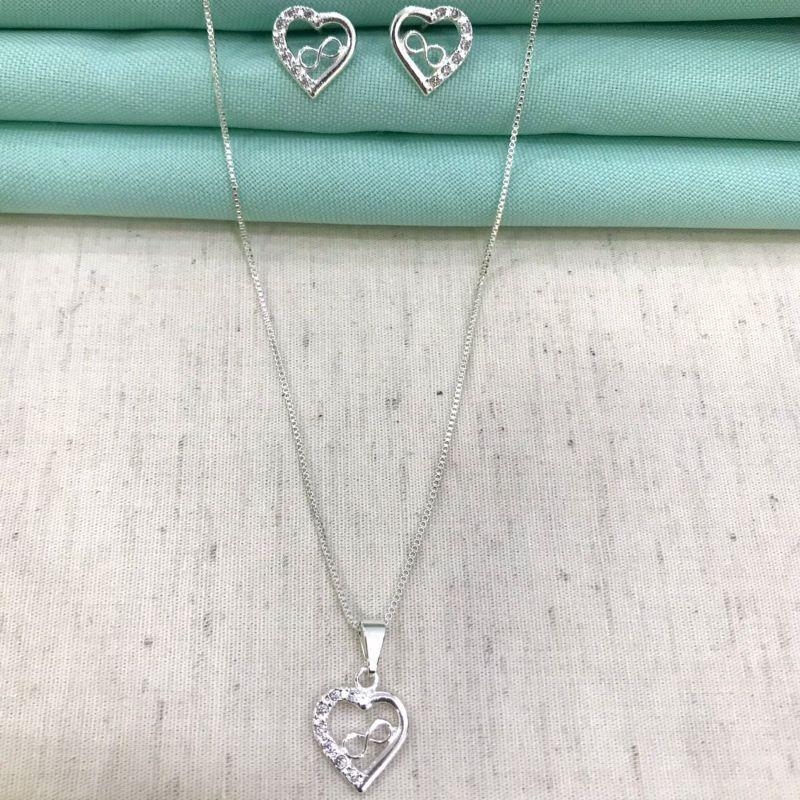 CONJUNTO AMOR INFINITO BANHADO A PRATA