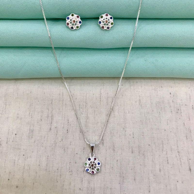 CONJUNTO KIRA ZIRCÔNIA BANHADO A PRATA