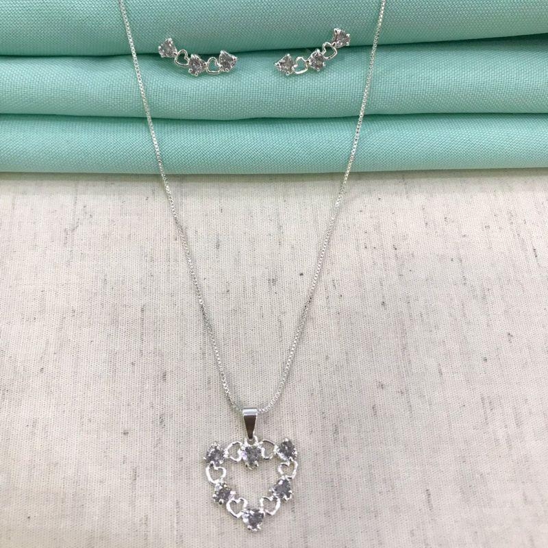 CONJUNTO KORA ZIRCÔNIA BANHADO A PRATA