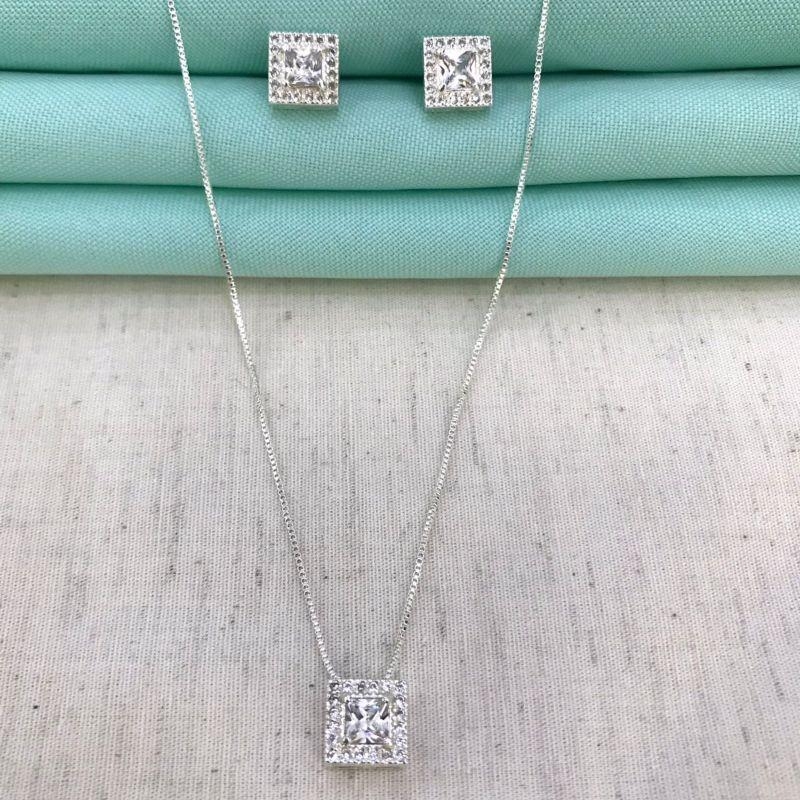 CONJUNTO MIRA ZIRCÔNIA BANHADO A PRATA