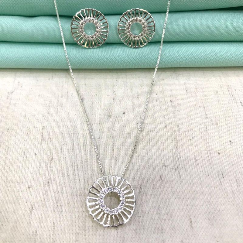 CONJUNTO SIRA ZIRCÔNIA BANHADO A PRATA