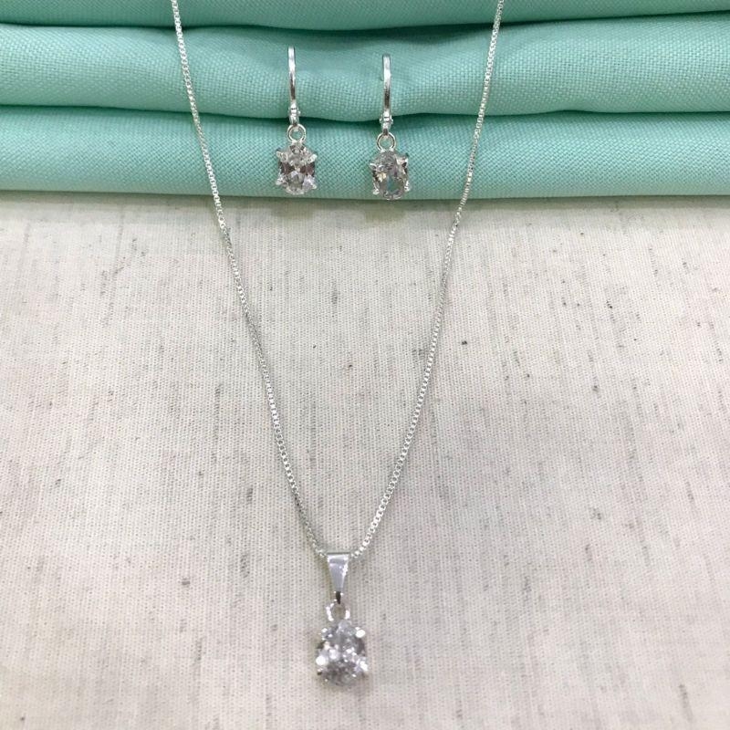 CONJUNTO VITTA ZIRCÔNIA BANHADO A PRATA