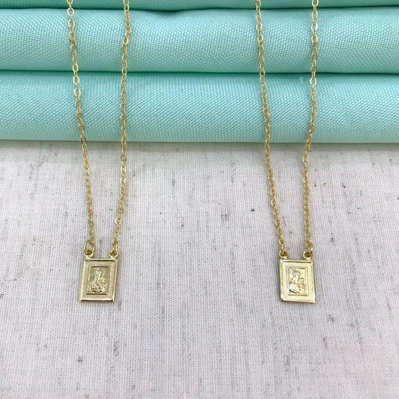 ESCAPULÁRIO NOSSA SENHORA E JESUS BANHADO A OURO