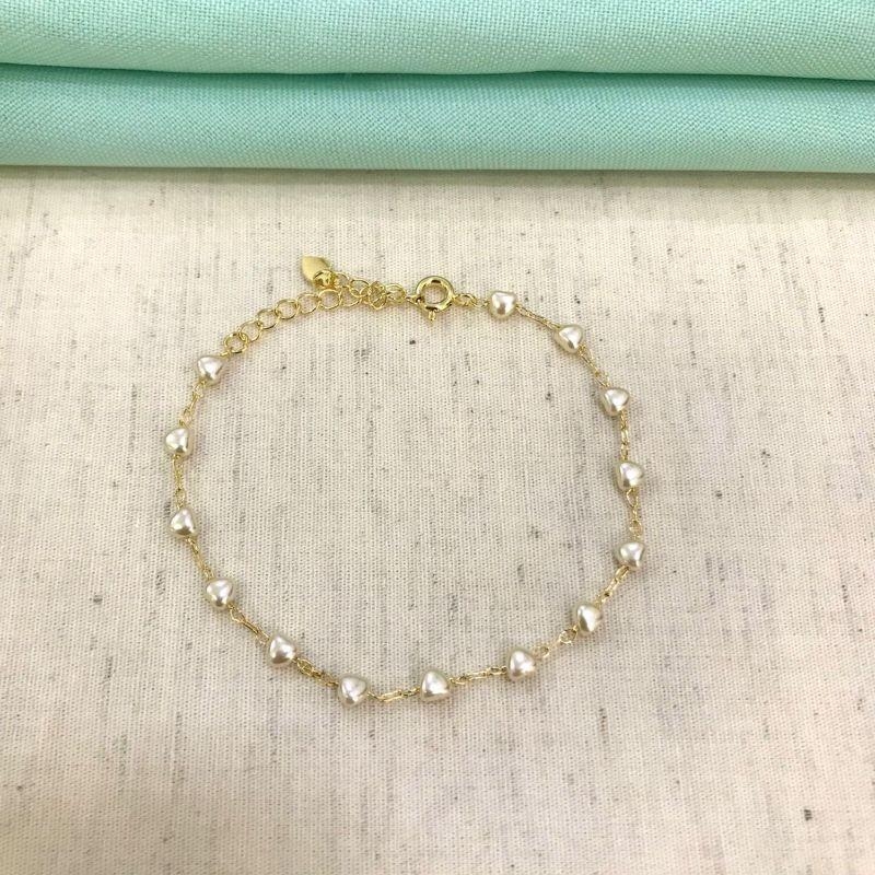 PULSEIRA DE PÉROLA BANHADO A OURO