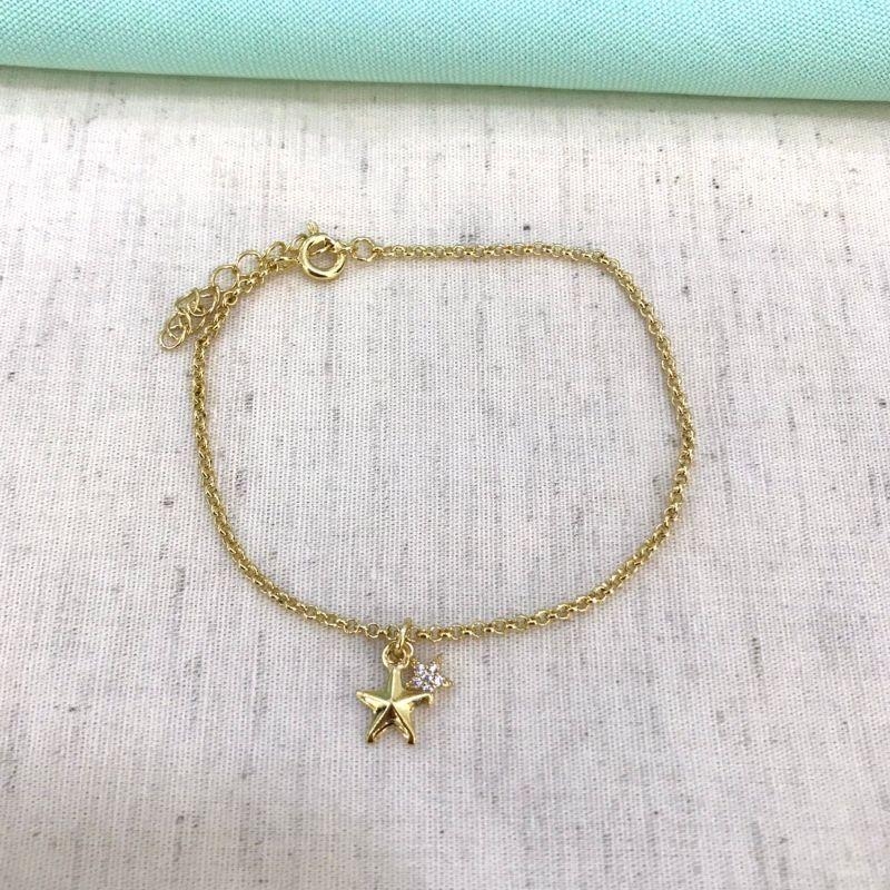 PULSEIRA ESTRELA ZIRCÔNIA BANHADO A OURO