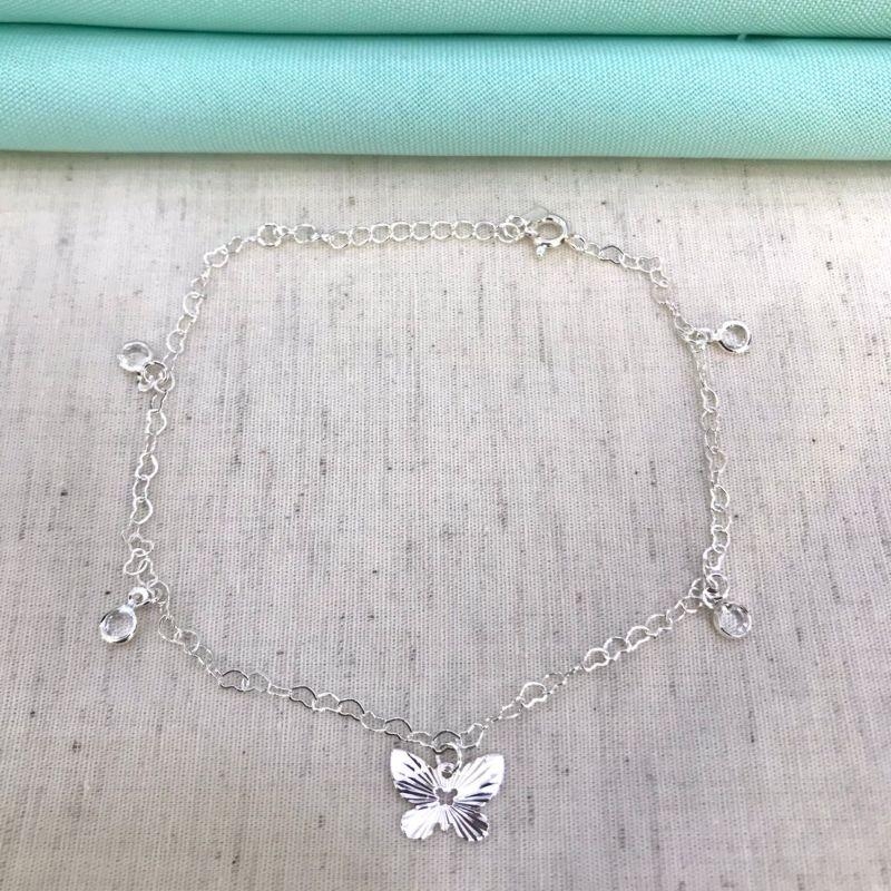 TORNOZELEIRA BORBOLETA BANHADO A PRATA