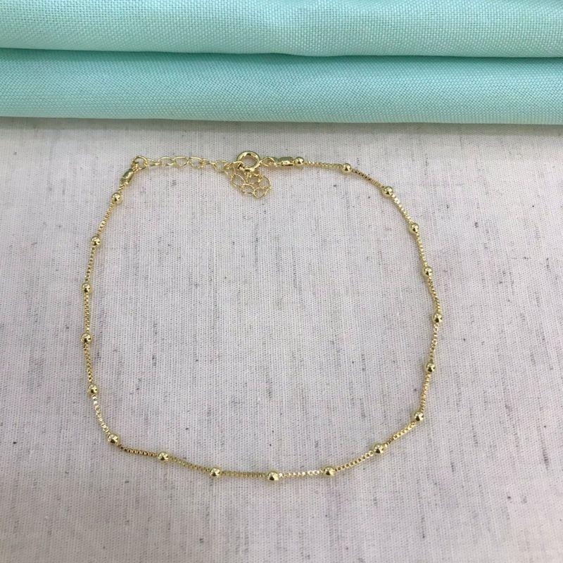 TORNOZELEIRA ESFERAS BANHADO A OURO