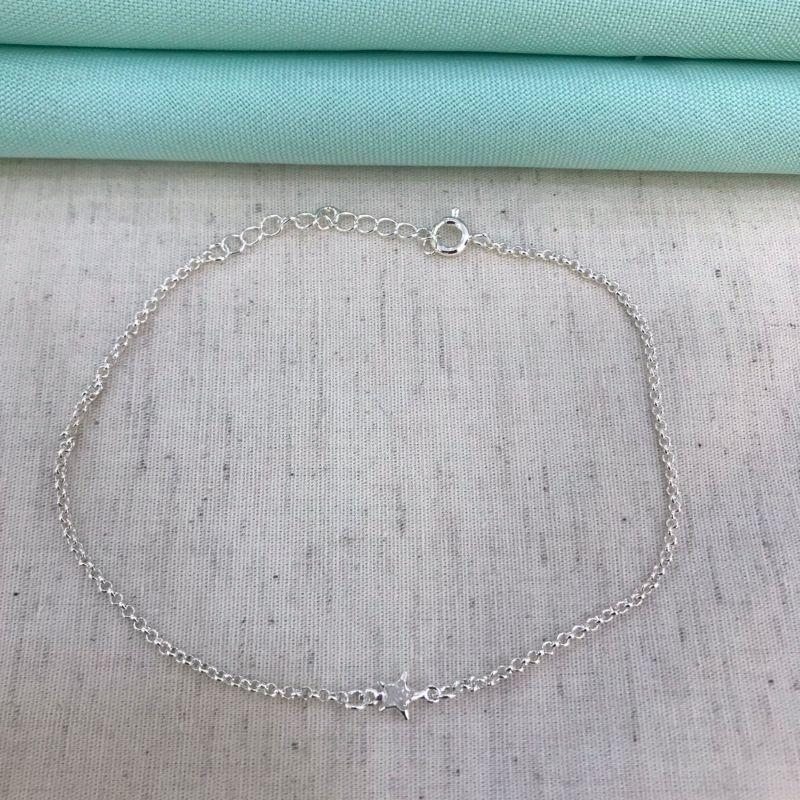 TORNOZELEIRA ESTRELA ZIRCÔNIA BANHADO A PRATA