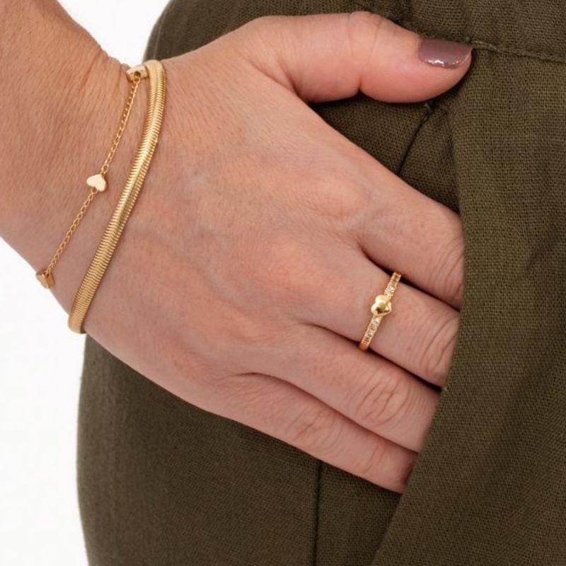ANEL CORAÇÃO COM ZIRCONIA BANHADO A OURO