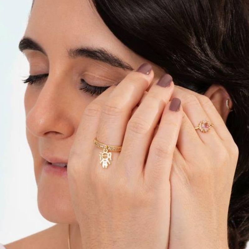ANEL MENINA ZIRCÔNIA BANHADO A OURO