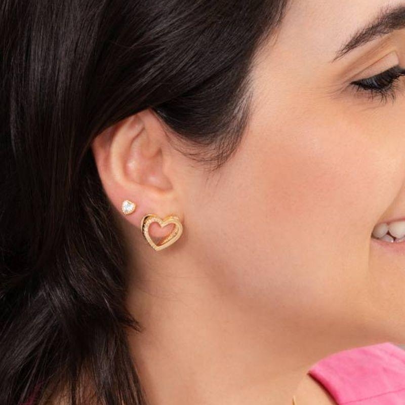 BRINCO CORAÇÃO DORÉ BANHADO A OURO