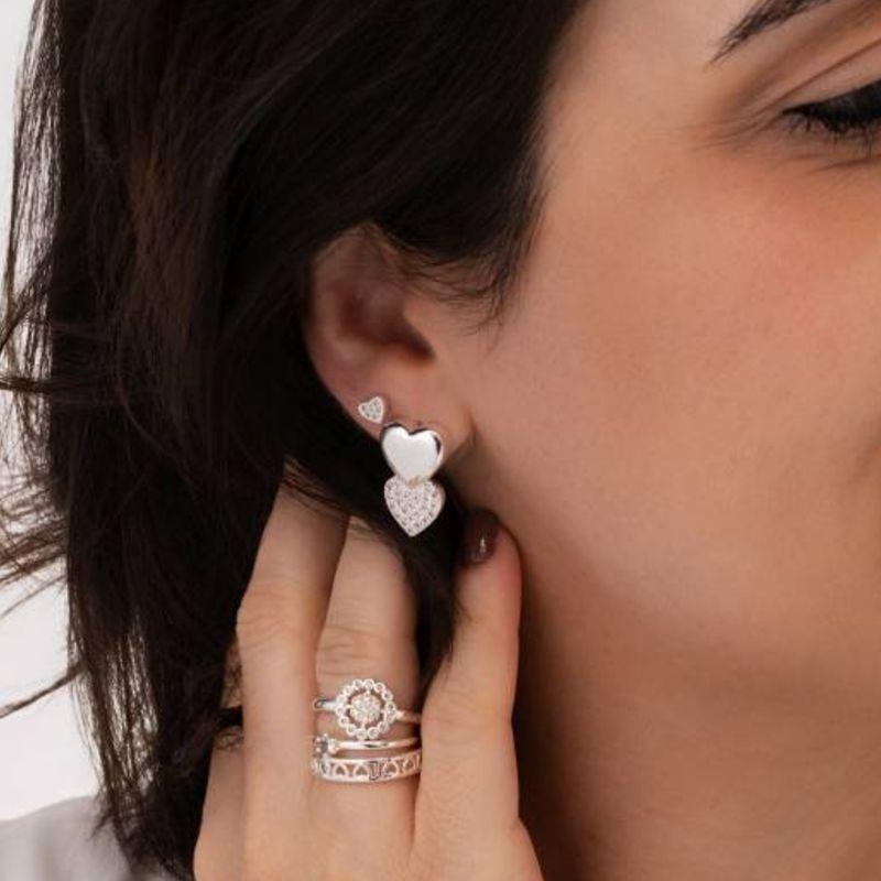 BRINCO CORAÇÃO DUPLO BANHADO A PRATA