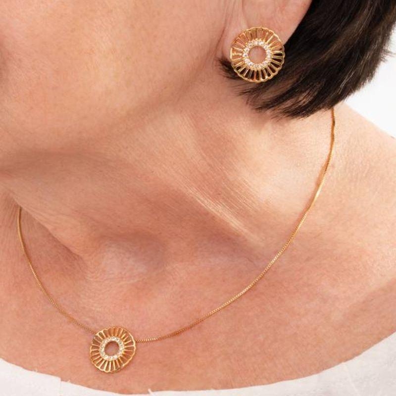 CONJUNTO SIRA ZIRCÔNIA BANHADO A OURO