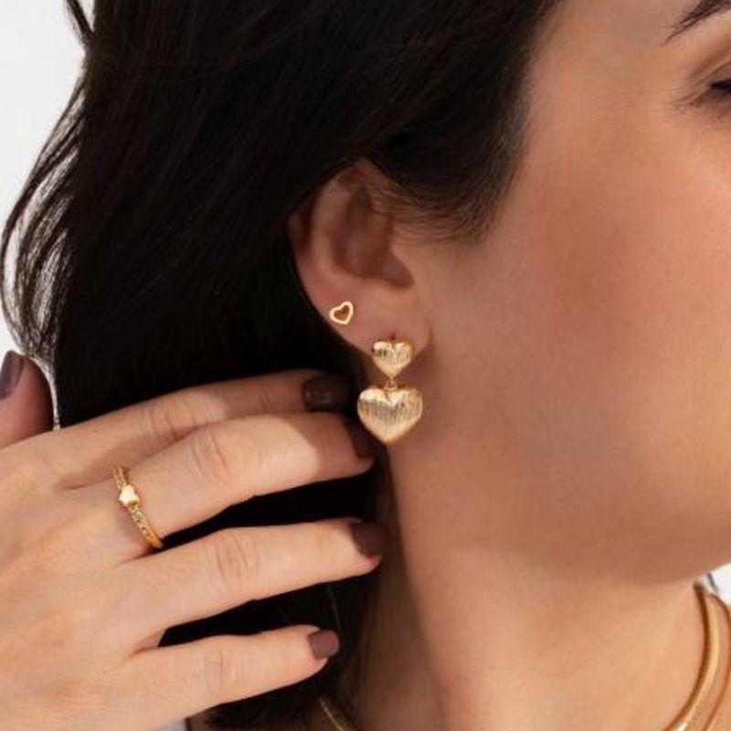 CORAÇÃO VAZADO TAM M BANHADO A OURO