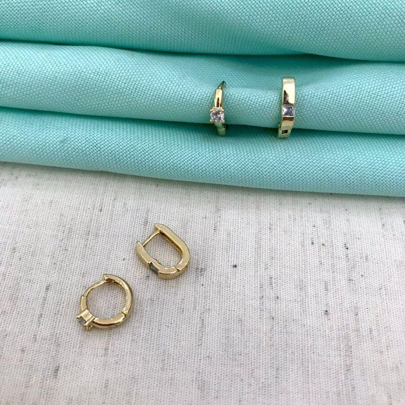 DUPLA ARGOLA FELICITÁ BANHADO A OURO