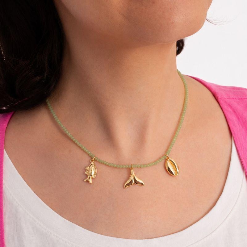 COLAR OCEANO SERENE CRISTAL BANHADO A OURO