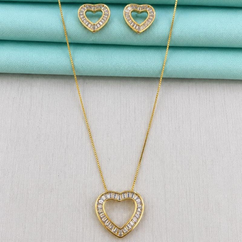 CONJUNTO CORAÇÃO ILUMINAR BANHADO A OURO