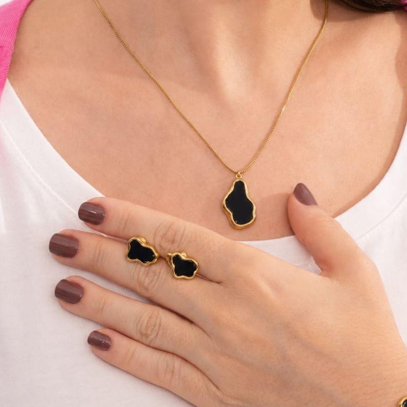 CONJUNTO DESIGN GEODO BANHADO A OURO