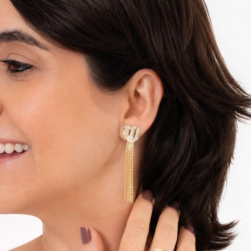 CORAÇÃO DESIGN AMASSADO FLUIR BANHADO A OURO