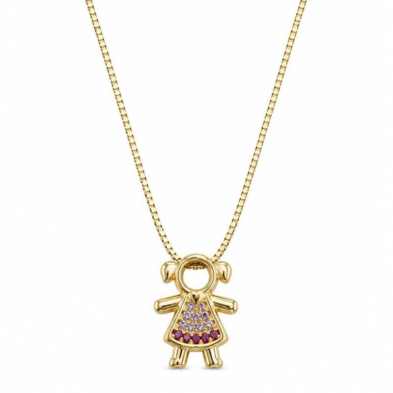 PINGENTE MENINA ZIRC COLOR BANHADO A OURO