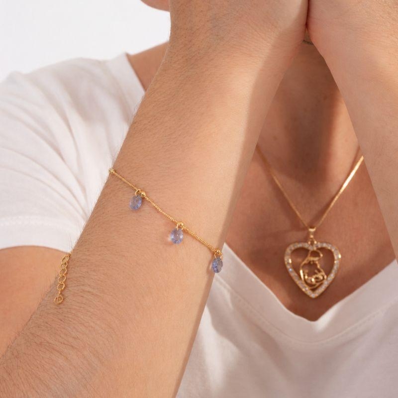 PULSEIRA ESFERA TIFANY LILÁS BANHADA OURO