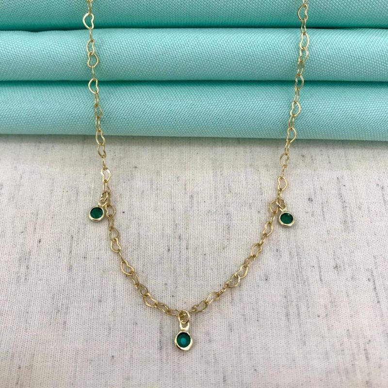 CHOKER TIFFANY VERDE  BANHADO OURO