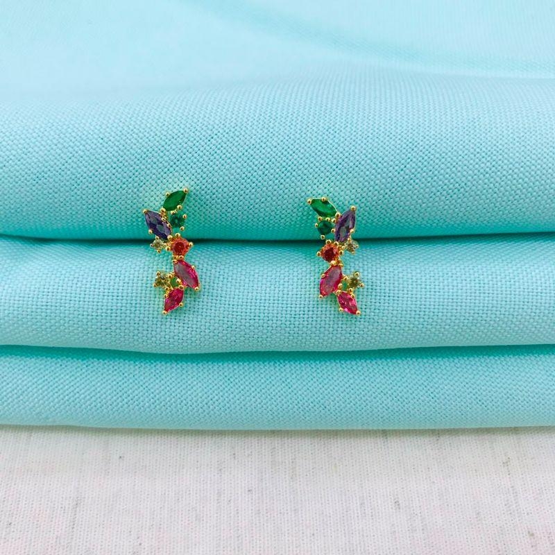 EARCUFF COOLORS ZIRCÔNIAS COLORIDAS BANHADA OURO