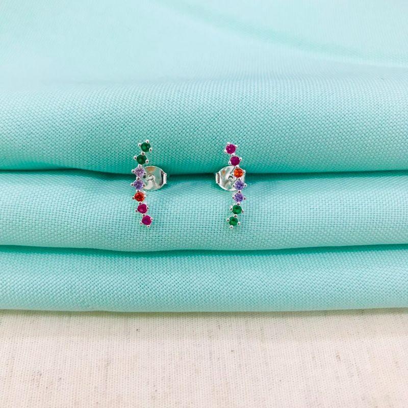 EARCUFF ZIRCÔNIAS COLORIDAS BANHADA PRATA