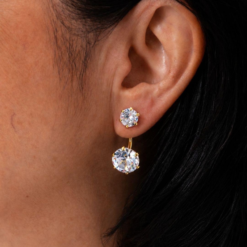 BRINCO EAR JACKET ANNE M COM ZIRCÔNIA BANHADO A OURO