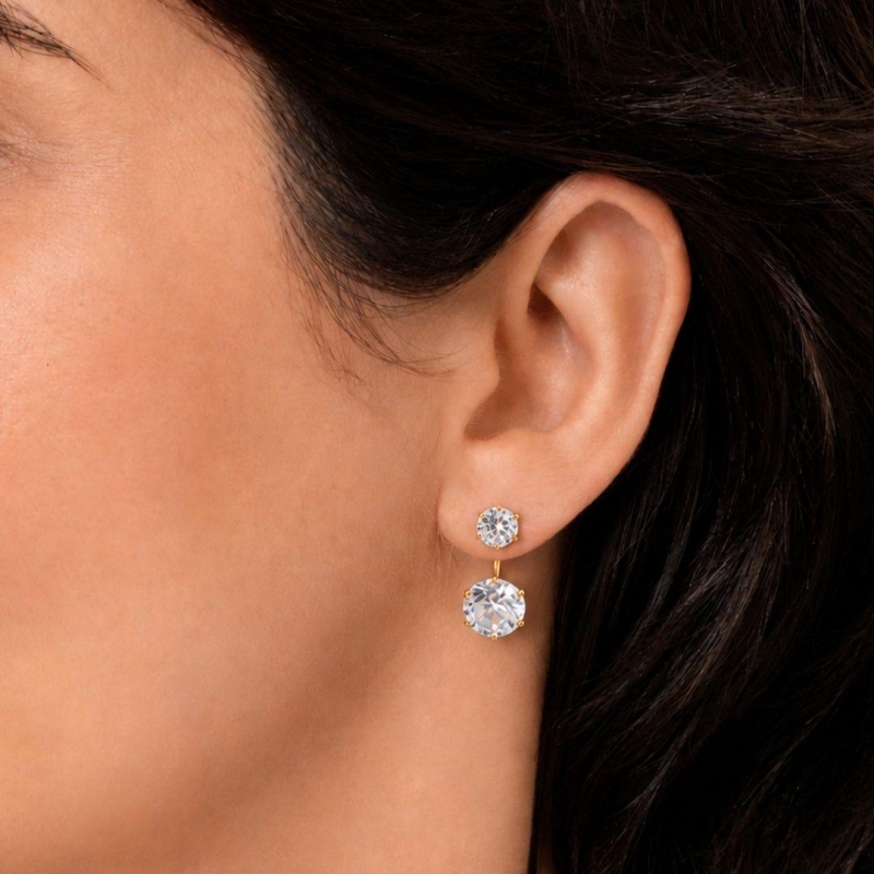BRINCO EAR JACKET ANNE P COM ZIRCÔNIA BANHADO A OURO