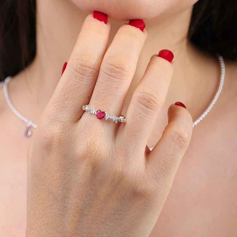 ANEL CORAÇÃO PONTO DE LUZ BANHADO A PRATA