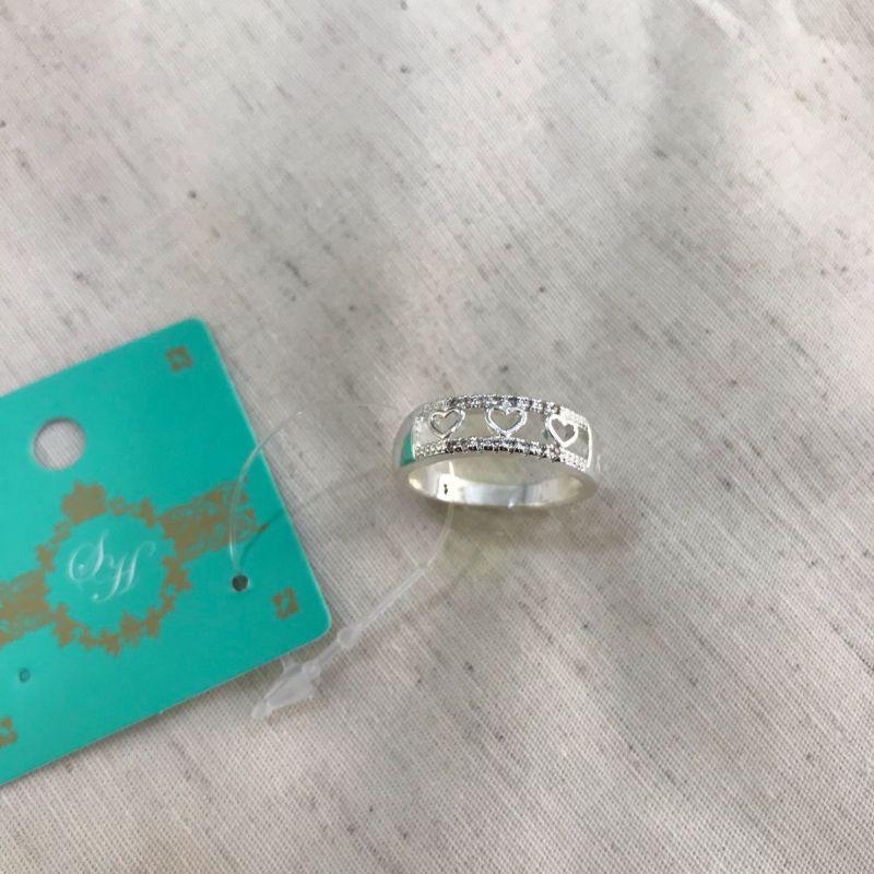 ANEL DUPLO CORAÇÃO ZIRCÔNIA BANHADO A PRATA