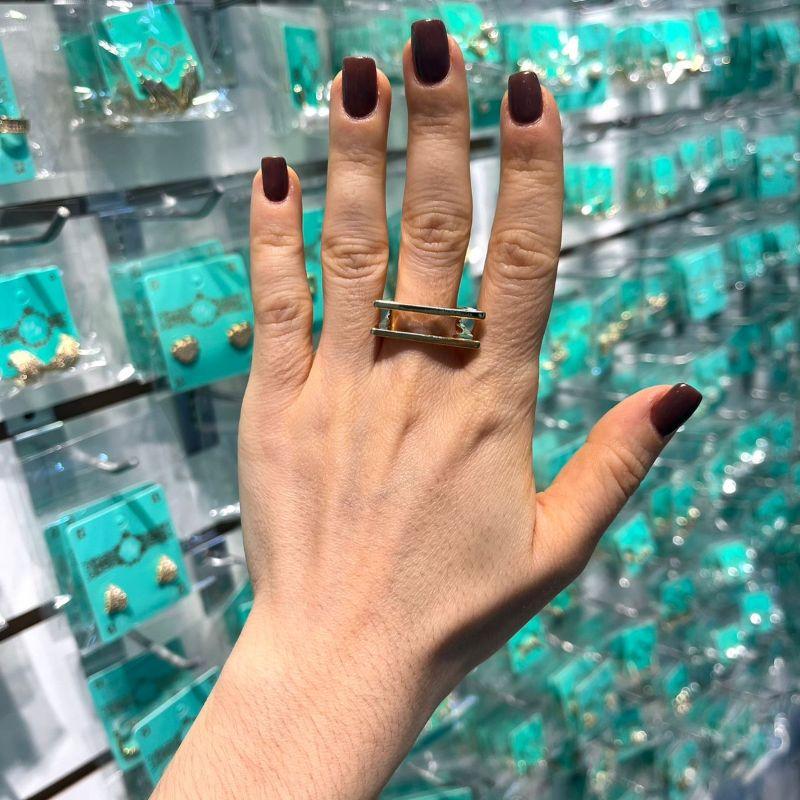 ANEL DUPLO QUADRADO BANHADO A OURO