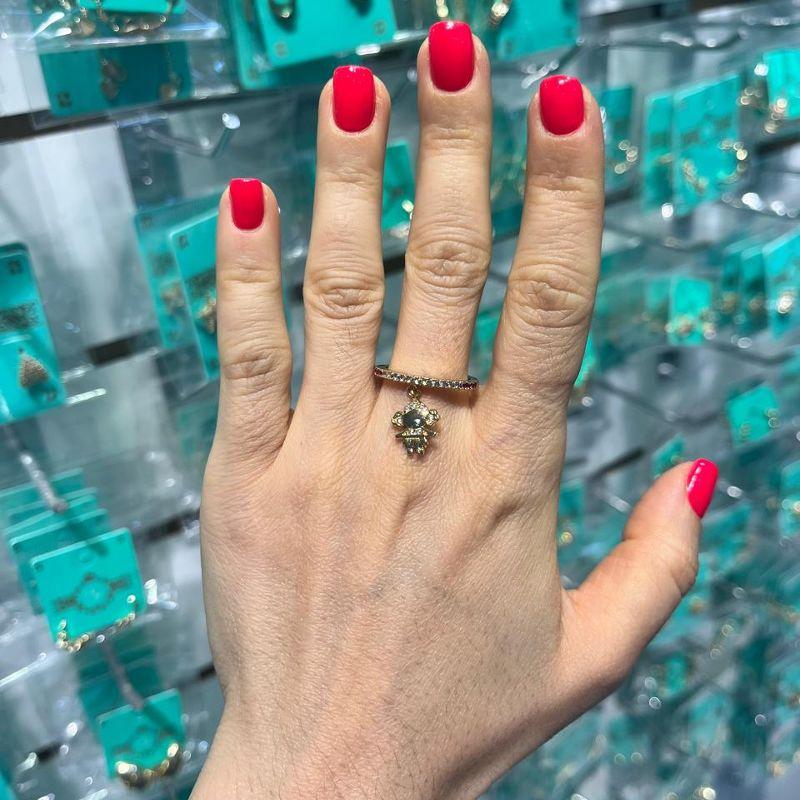 ANEL PINGENTE MENINA ZIRCÔNIA BANHADO A OURO