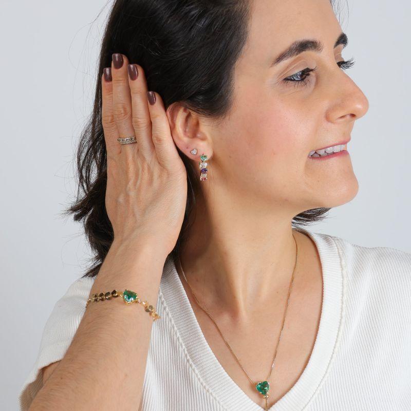 ARGOLA ENAMORADO ZIRCÔNIA COLORIDA BANHADO A OURO