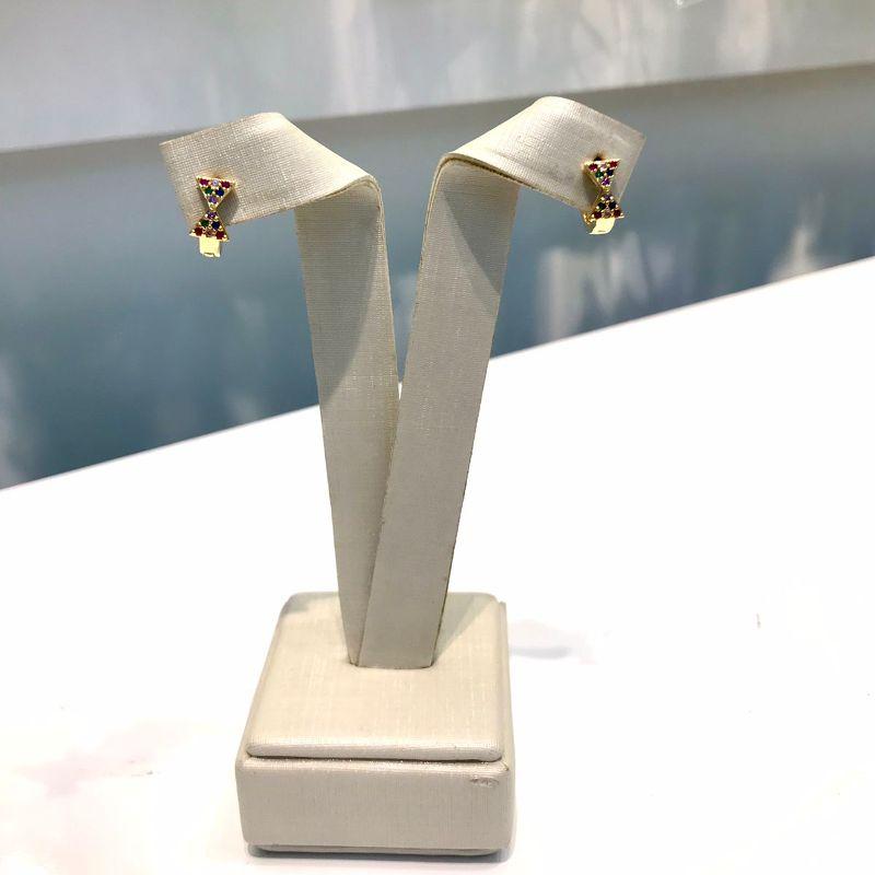 ARGOLINHA LAÇO EM ZIRCÔNIA COLORIDA INFANTIL BANHADO A OURO