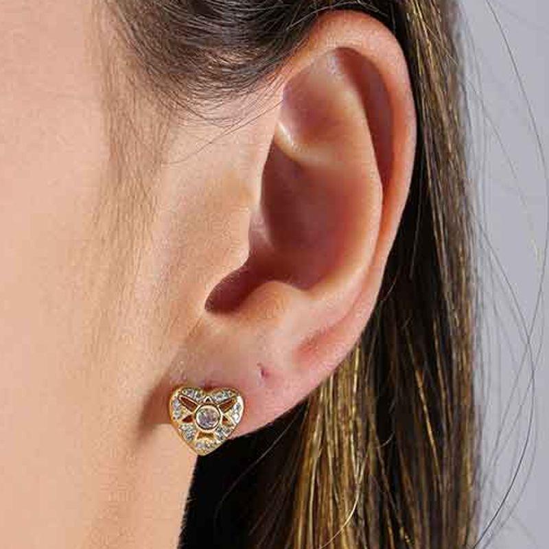 BRINCO CORAÇÃO ELEGANCE EM ZIRCÔNIA BANHADO A OURO