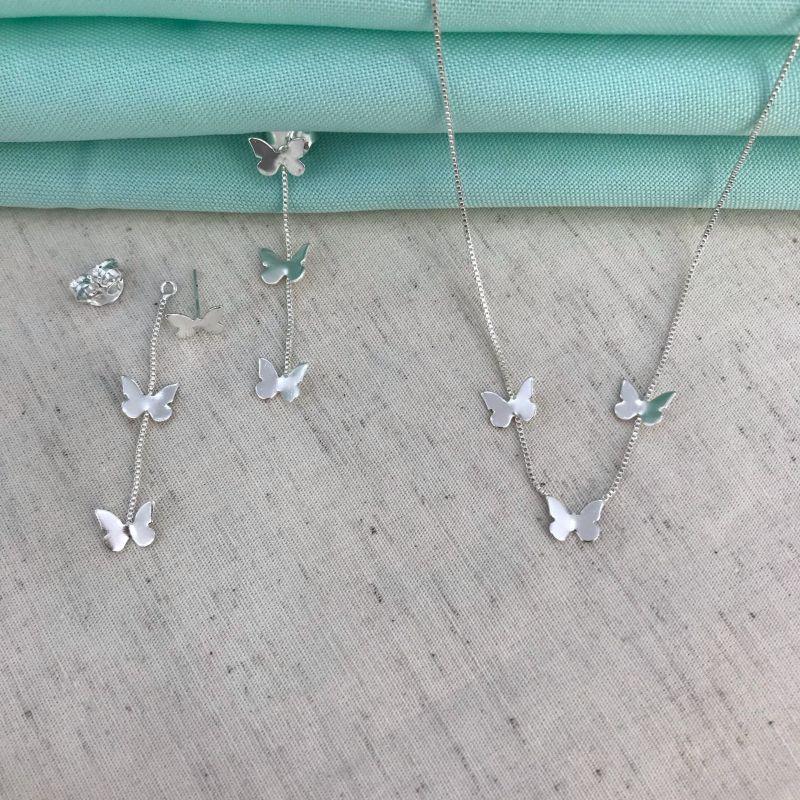 CHOKER BORBOLETAS BANHADO A PRATA