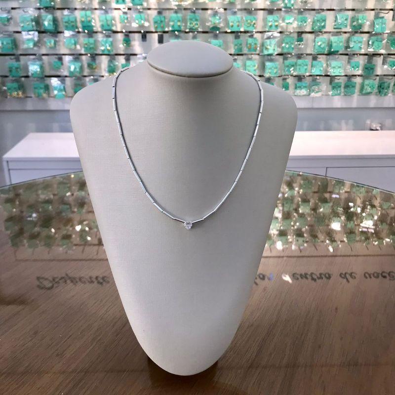 CHOKER CANUTILHOS CORAÇÃO PONTO DE LUZ BANHADO A PRATA