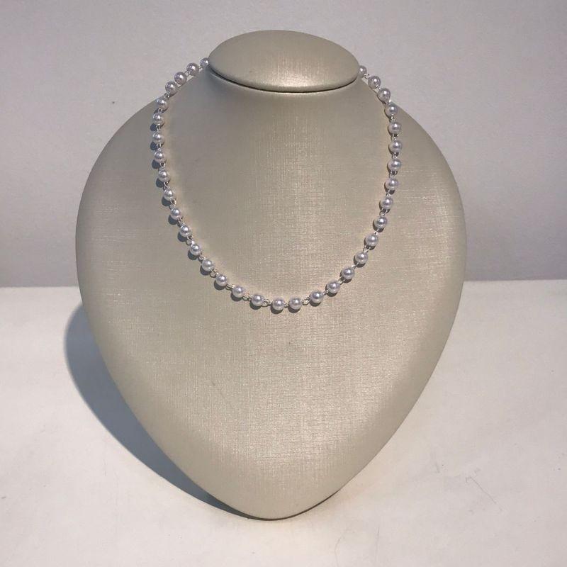 CHOKER DE PÉROLA BANHADO A PRATA