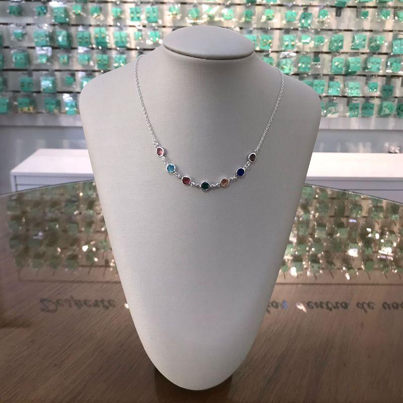 CHOKER TIFFANY COLORIDA BANHADO A PRATA