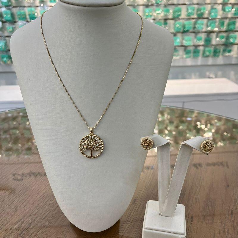 COLAR ÁRVORE DA VIDA EM ZIRCÔNIA BANHADO A OURO